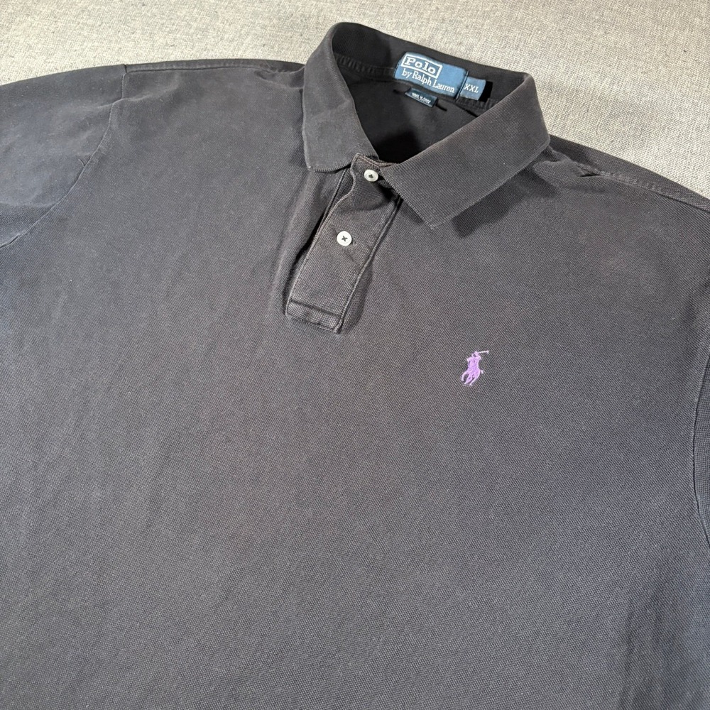 Polo Ralph Lauren Polo Shirt Men XXL Black Purple Pony Pique Cotton Short Sleeve